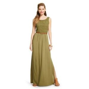 Xhilaration olive green crocheted dress
